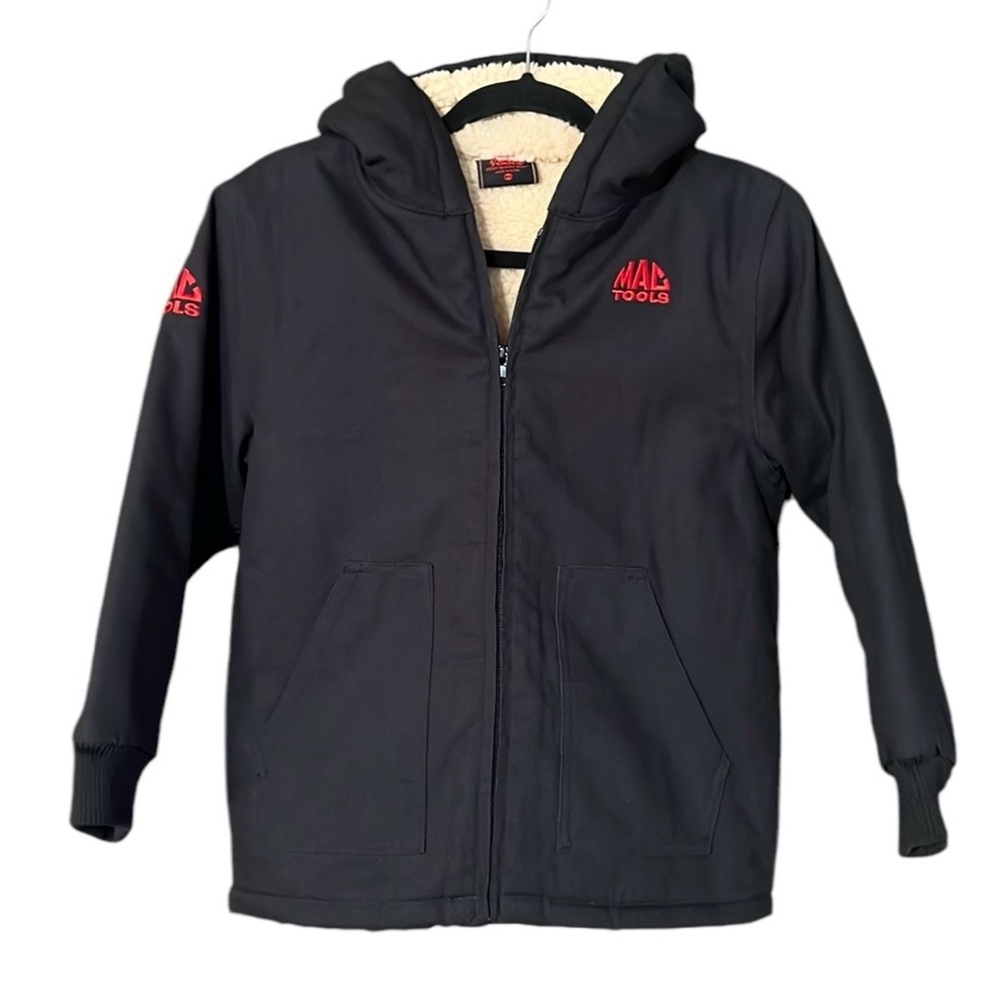 New Mac Tools Heavy Duty Zip Up Fleece Lined Kids Jacket Size 10/12 in Black